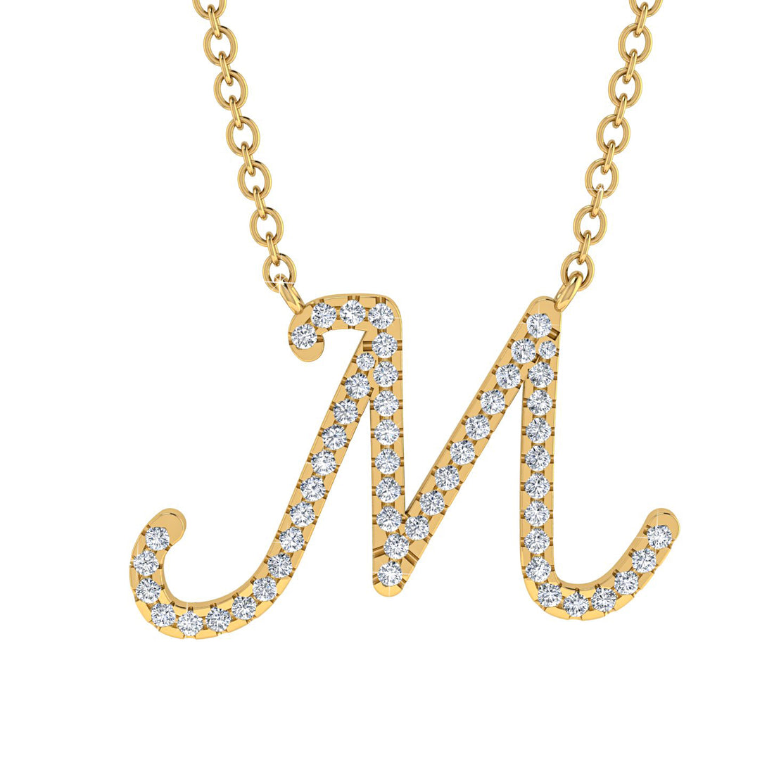 Diamond Gold Letter Necklace - M