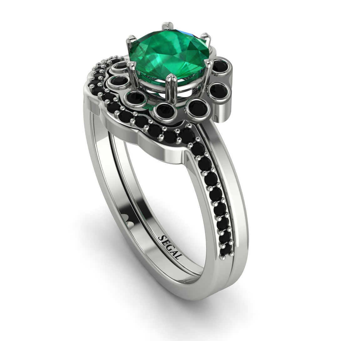 0.8 Carat Emerald Halo Bridal Set - Pamela No. 36