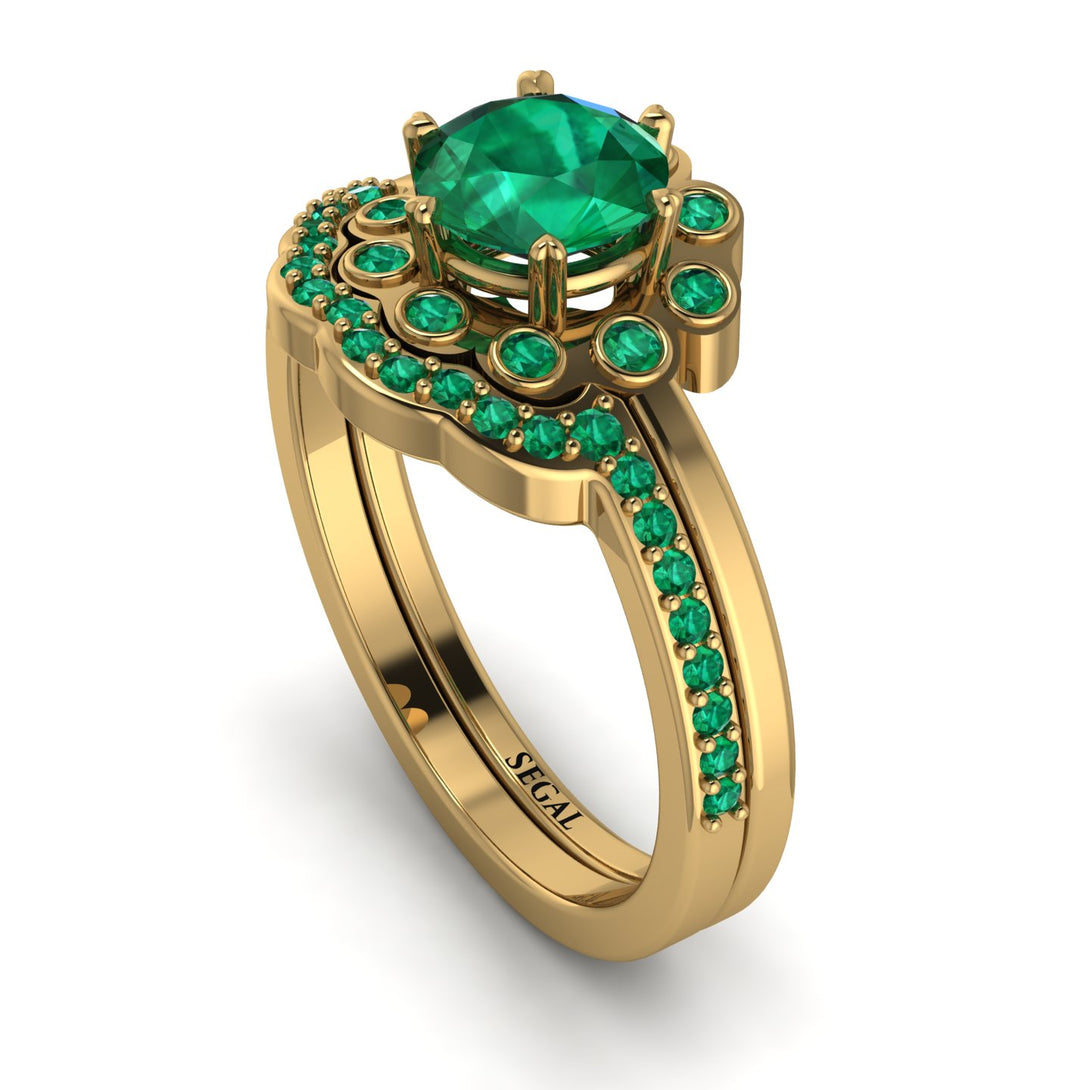 0.8 Carat Emerald Halo Bridal Set - Pamela No. 19