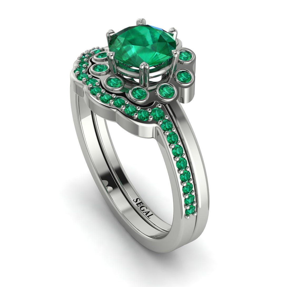 0.8 Carat Emerald Halo Bridal Set - Pamela No. 21