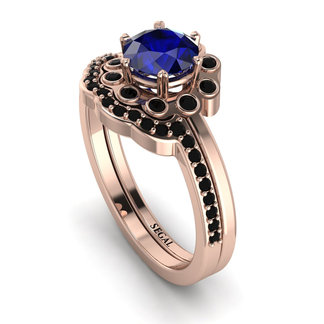 0.8 Carat Sapphire Halo Bridal Set - Pamela No. 44