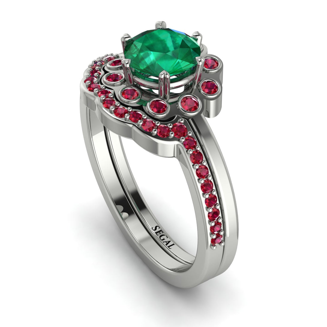 0.8 Carat Emerald Halo Bridal Set - Pamela No. 51