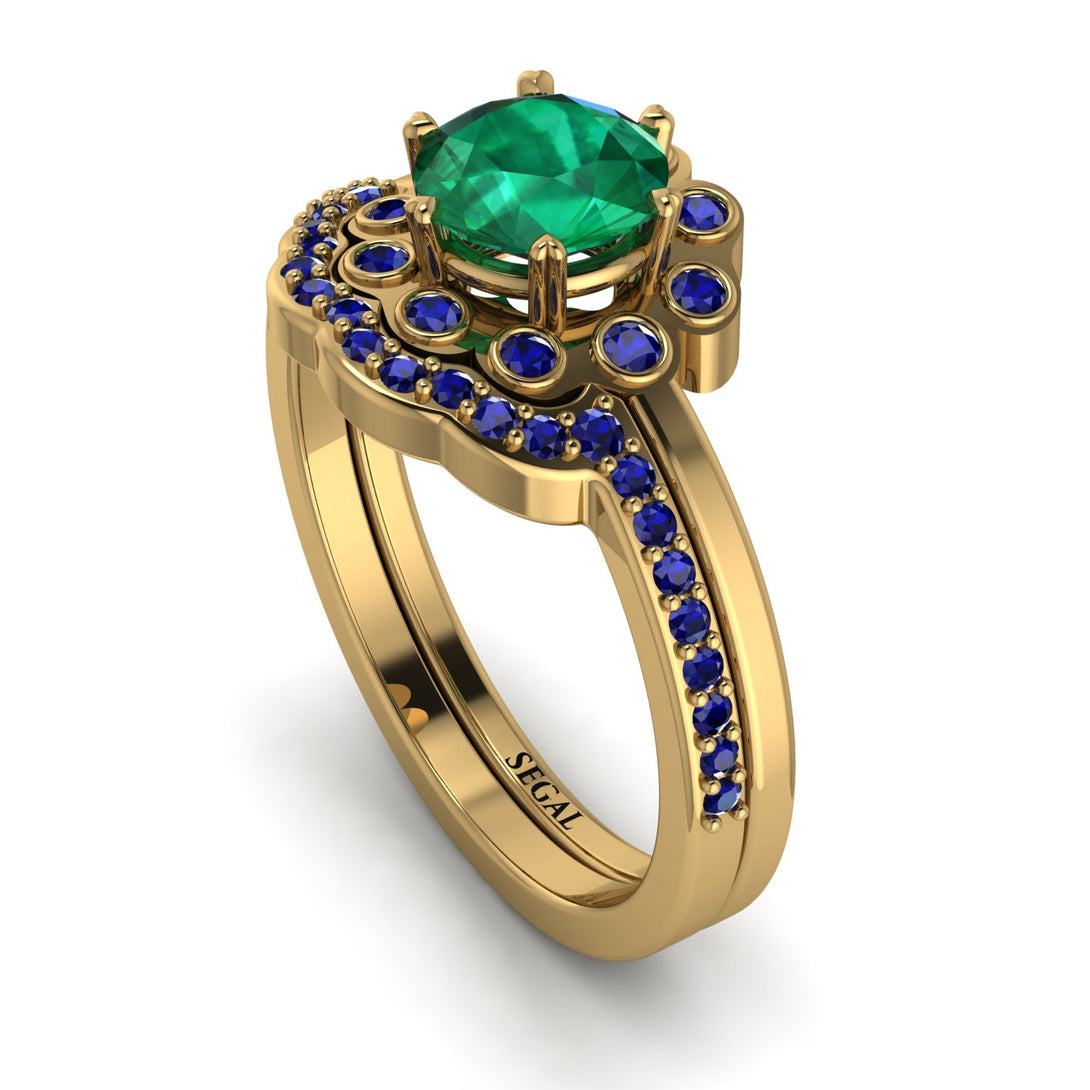 0.8 Carat Emerald Halo Bridal Set - Pamela No. 64