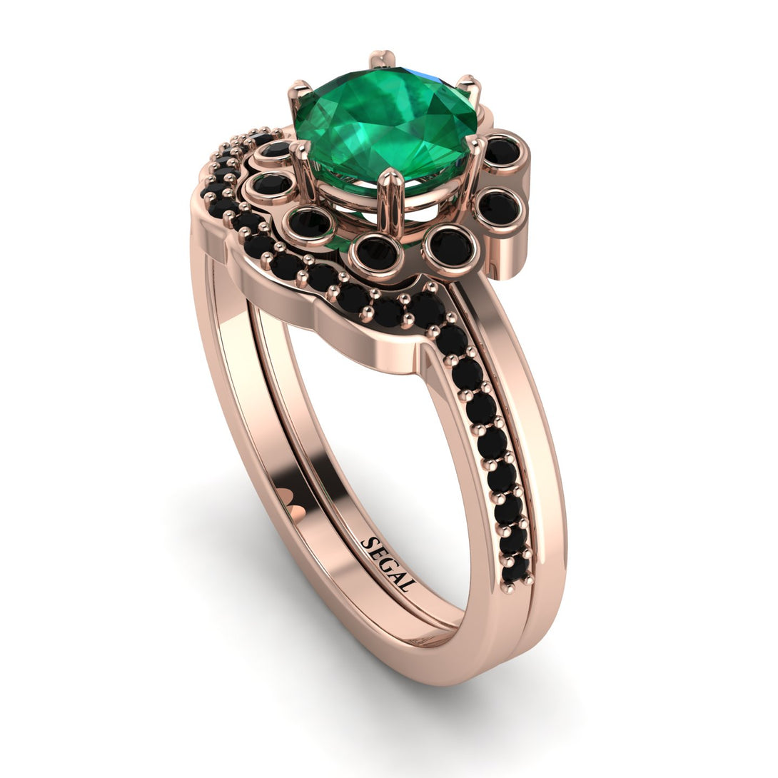 0.8 Carat Emerald Halo Bridal Set - Pamela No. 35