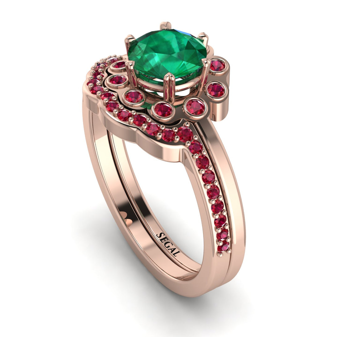 0.8 Carat Emerald Halo Bridal Set - Pamela No. 50