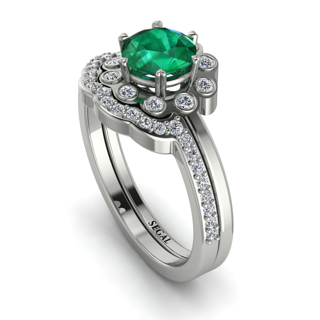 0.8 Carat Emerald Halo Bridal Set - Pamela No. 6