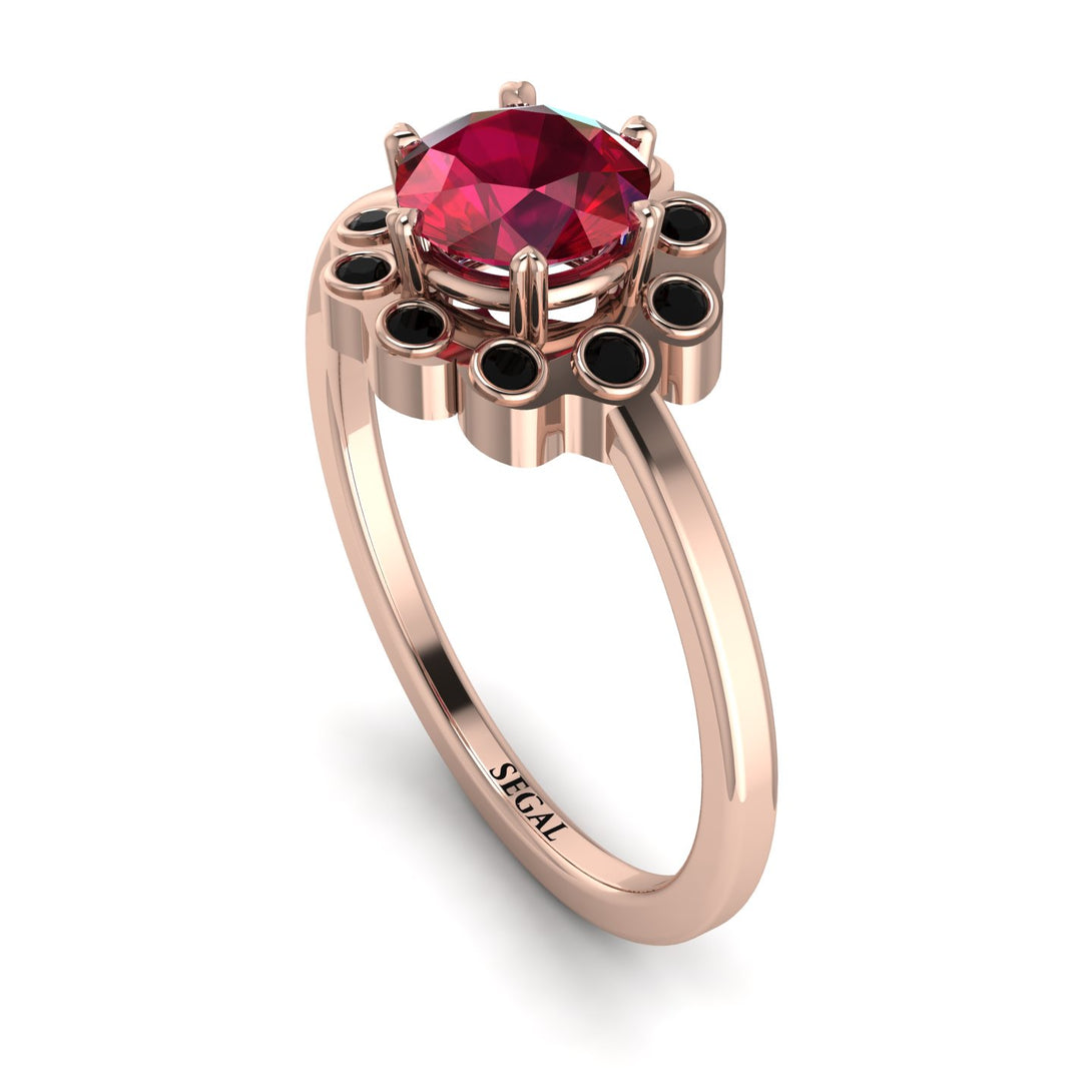 0.8 Carat Ruby Halo Engagement Ring - Pamela No. 41