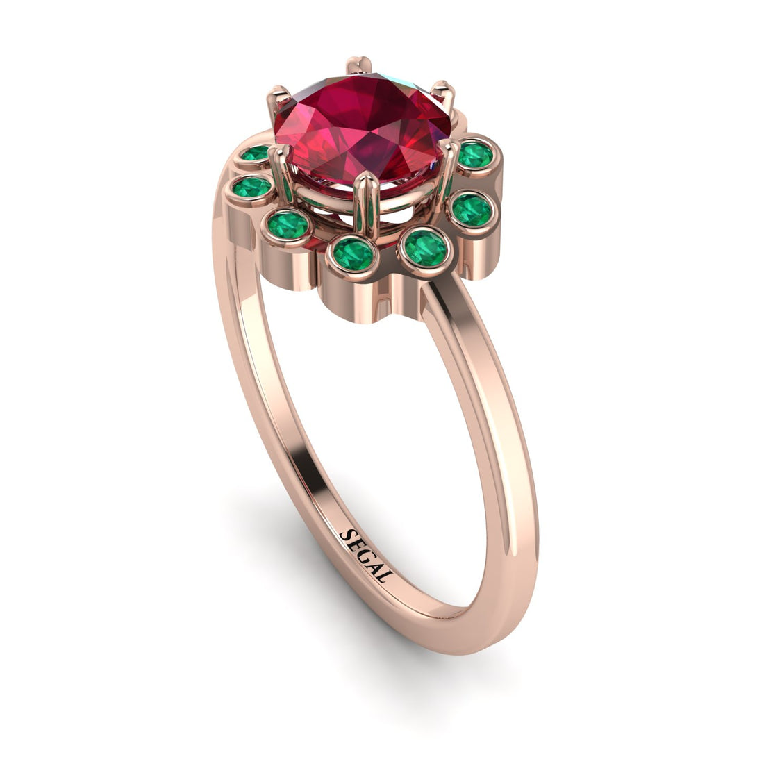 0.8 Carat Ruby Halo Engagement Ring - Pamela No. 26