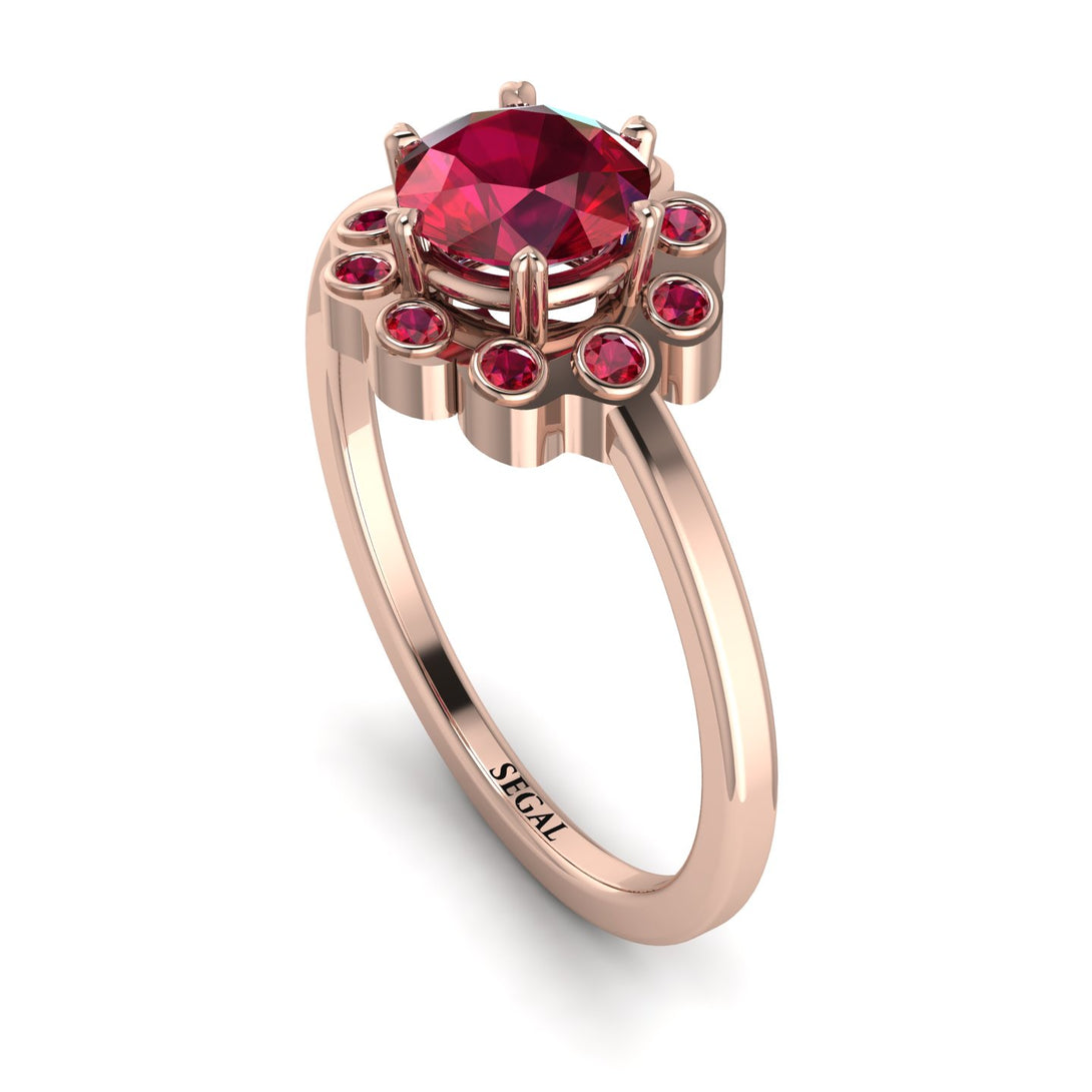 0.8 Carat Ruby Halo Engagement Ring - Pamela No. 56