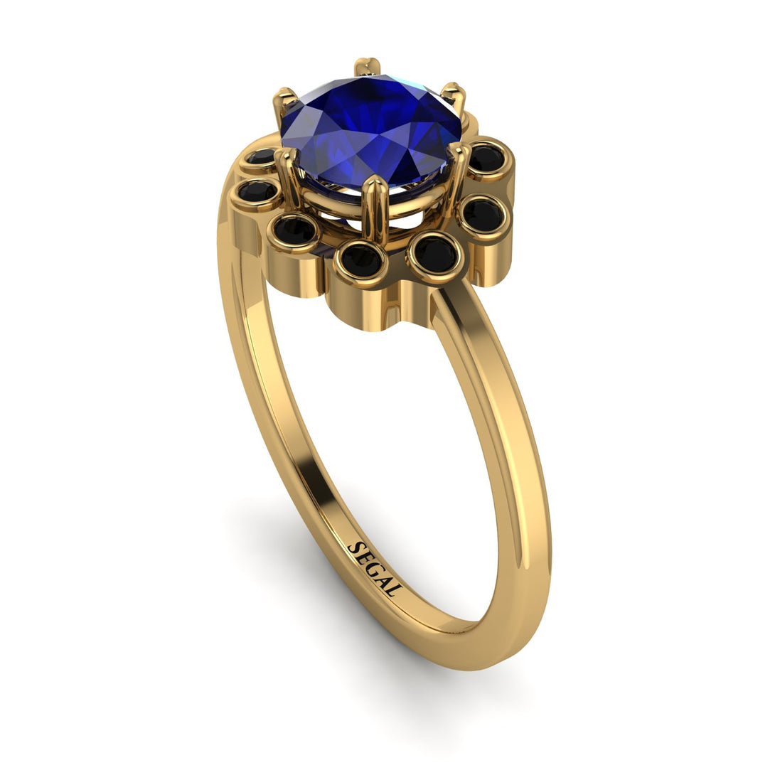0.8 Carat Sapphire Halo Engagement Ring - Pamela No. 43