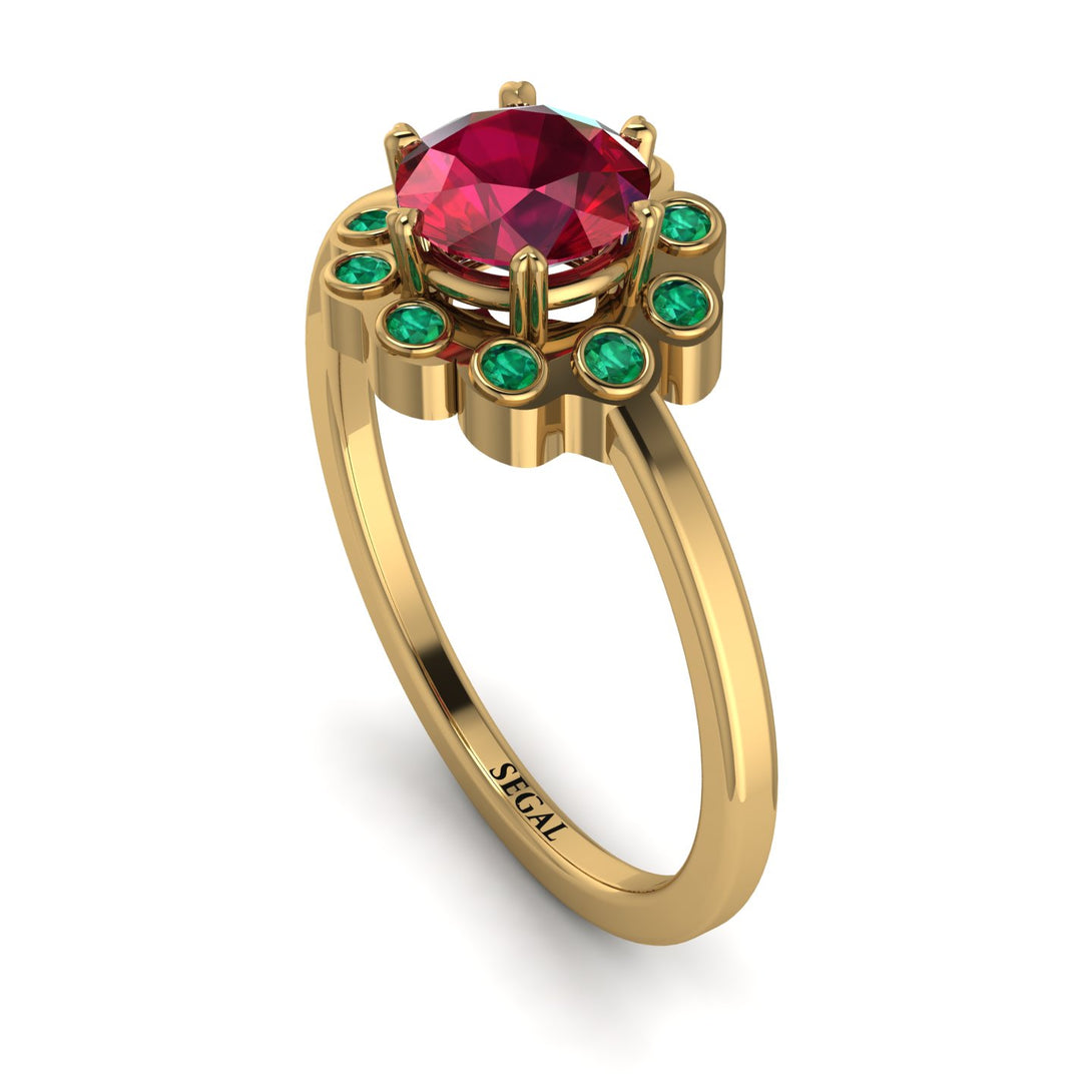 0.8 Carat Ruby Halo Engagement Ring - Pamela No. 25
