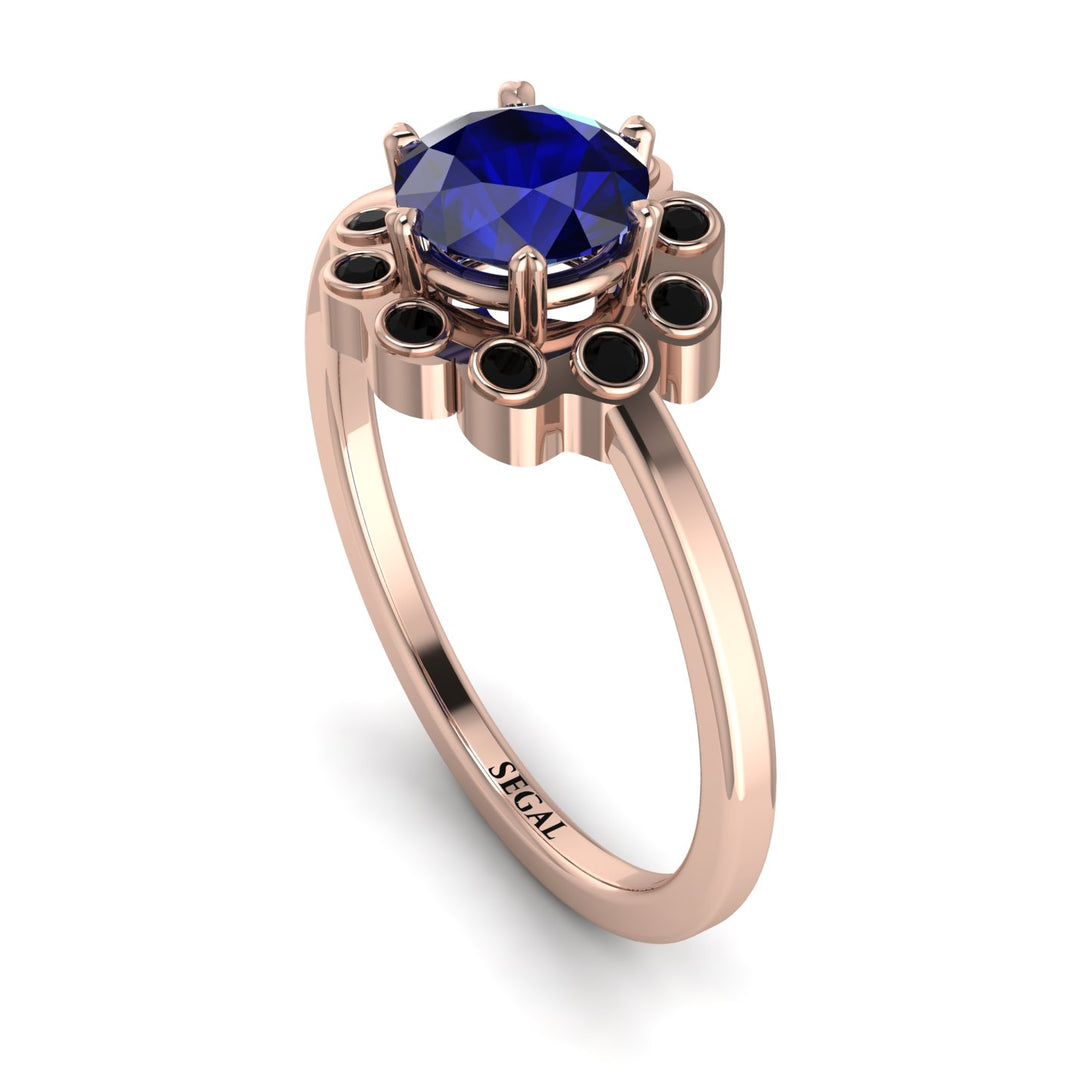 0.8 Carat Sapphire Halo Engagement Ring - Pamela No. 44