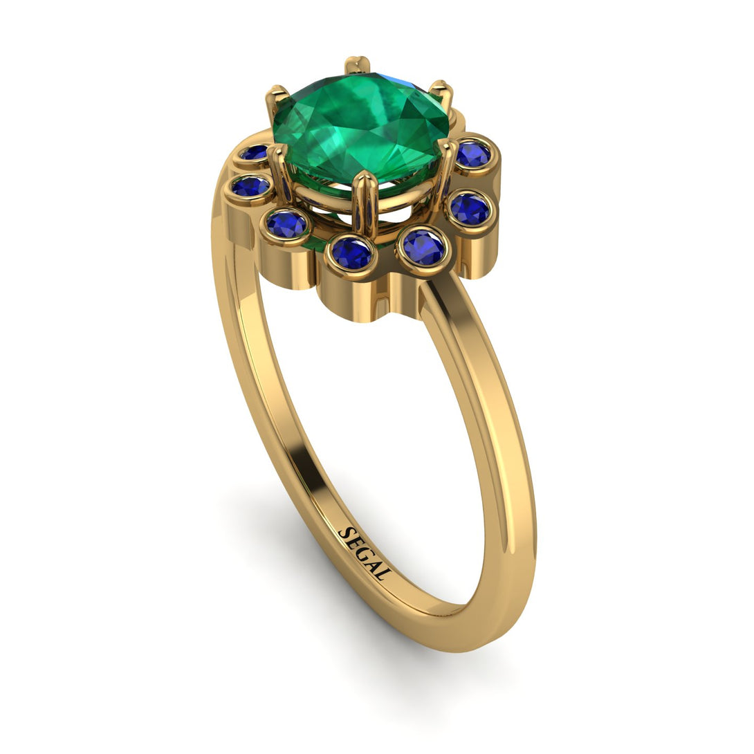 0.8 Carat Emerald Halo Engagement Ring - Pamela No. 64