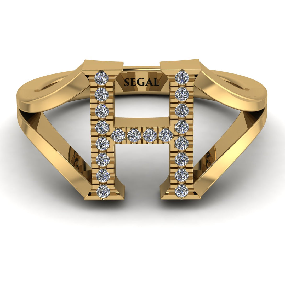 White Diamond Initial H Ring
