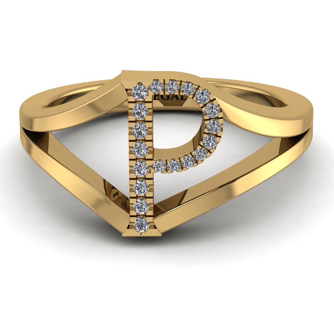 White Diamond Initial P Ring
