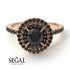 Double Halo Black Diamond Ring - Zoey No. 32 image 6