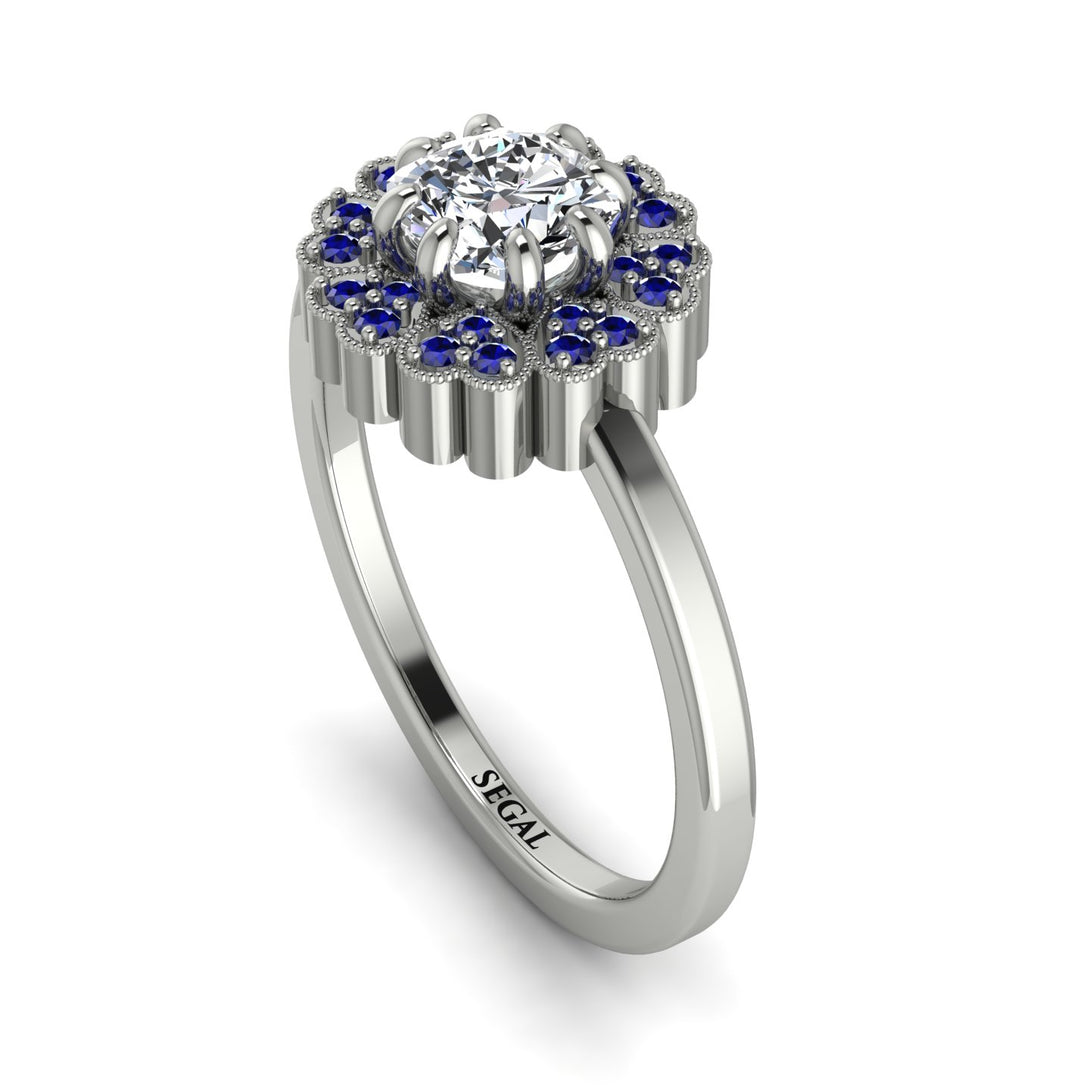 Double Halo Diamond Cushion Engagement Ring - Sharon No. 63