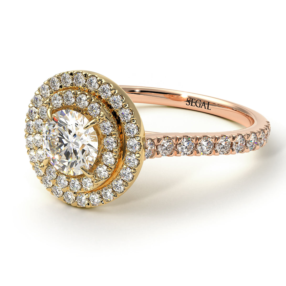 Two Tones Double Halo Diamond Ring - Zoey No. 76
