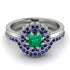 Double Halo Emerald Cushion Bridal Set - Sharon No. 66 image 2