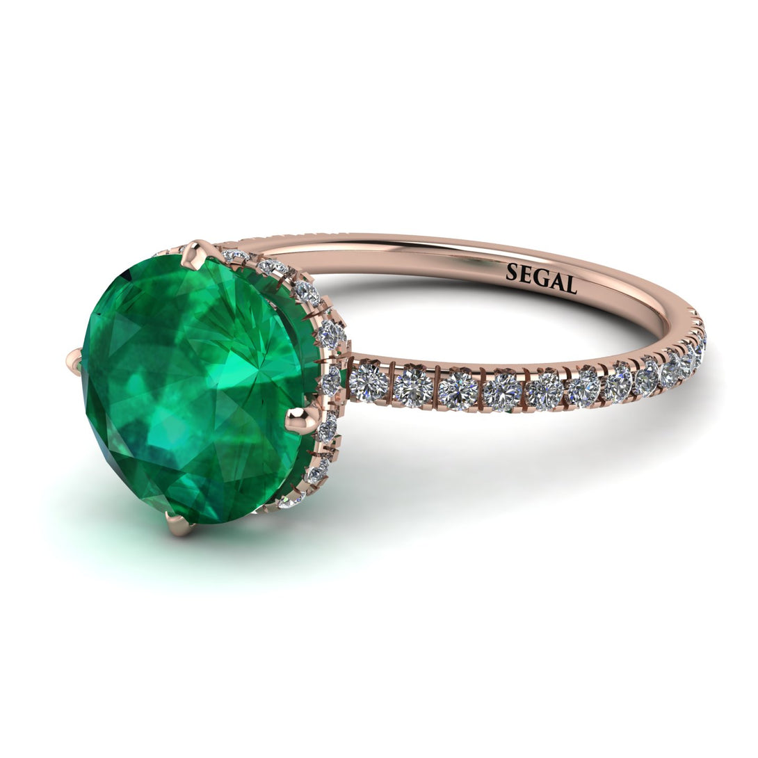 Double Hidden Halo Emerald Engagement Ring - Angelina No. 5