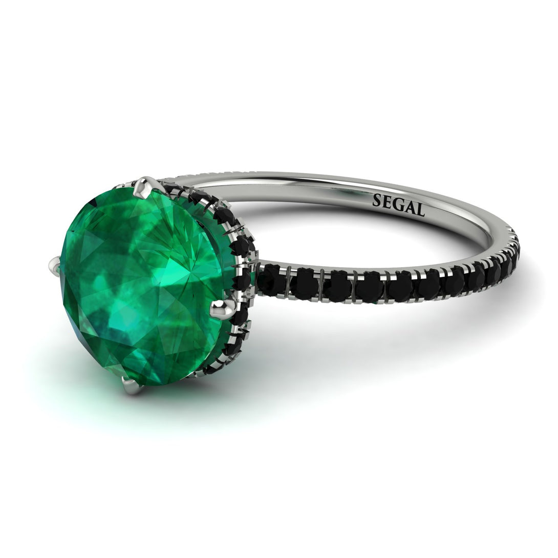 Double Hidden Halo Emerald Engagement Ring - Angelina No. 36