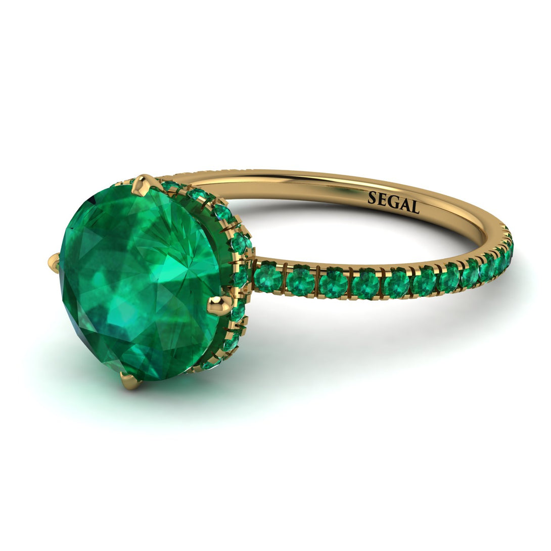 Double Hidden Halo Emerald Engagement Ring - Angelina No. 19