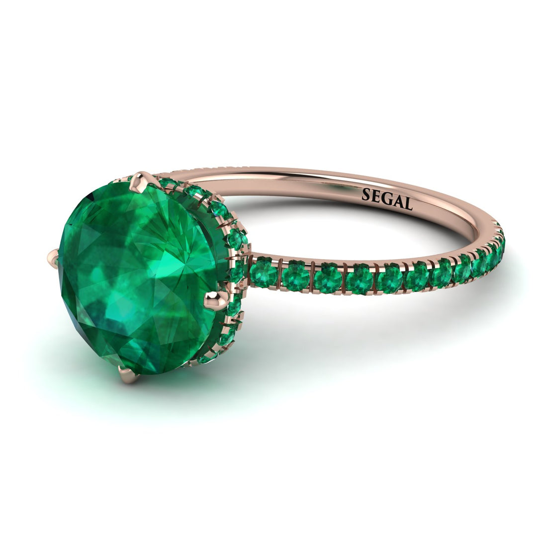 Double Hidden Halo Emerald Engagement Ring - Angelina No. 20