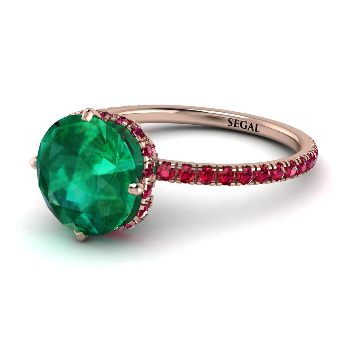 Double Hidden Halo Emerald Engagement Ring - Angelina No. 50