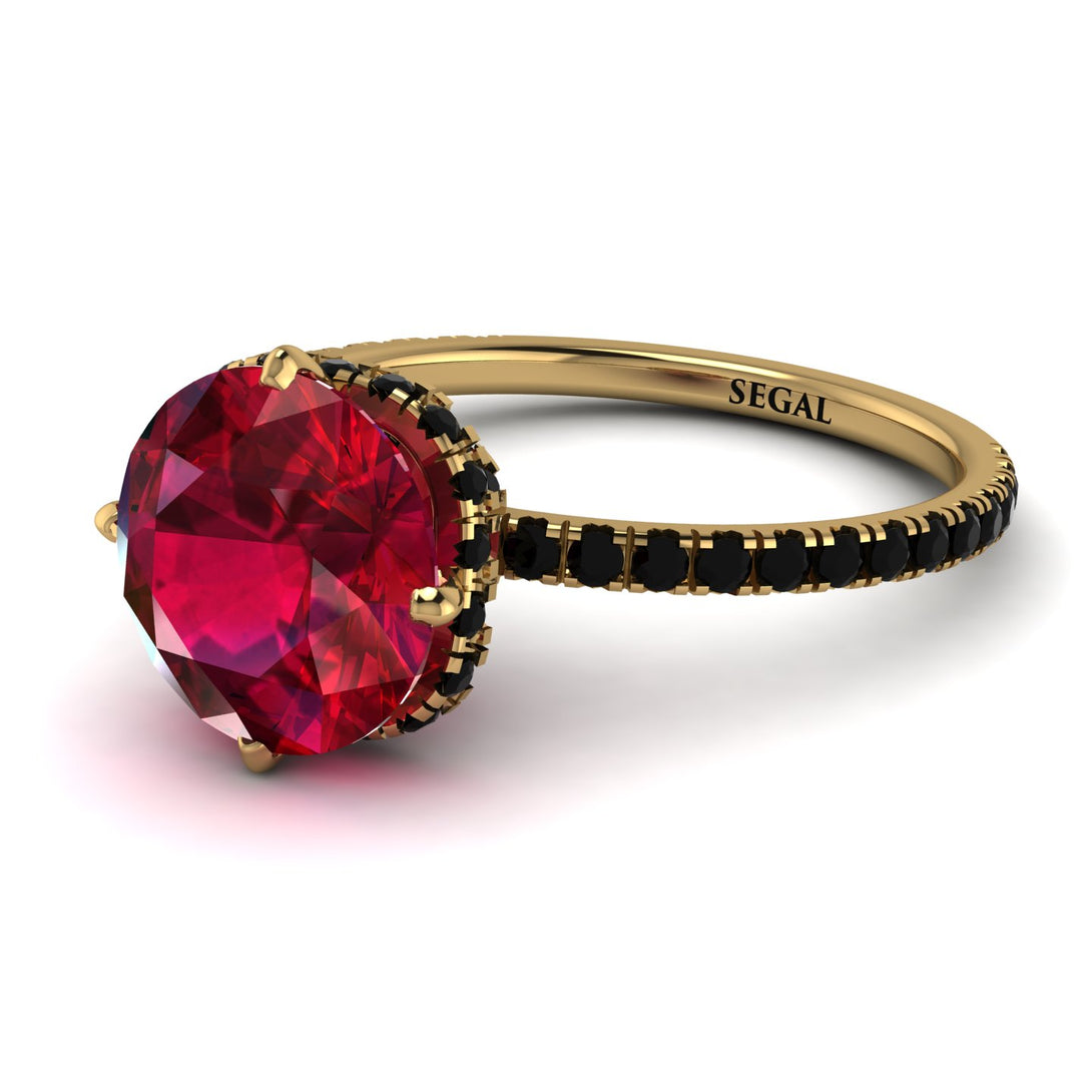 Double Hidden Halo Ruby Engagement Ring - Angelina No. 40