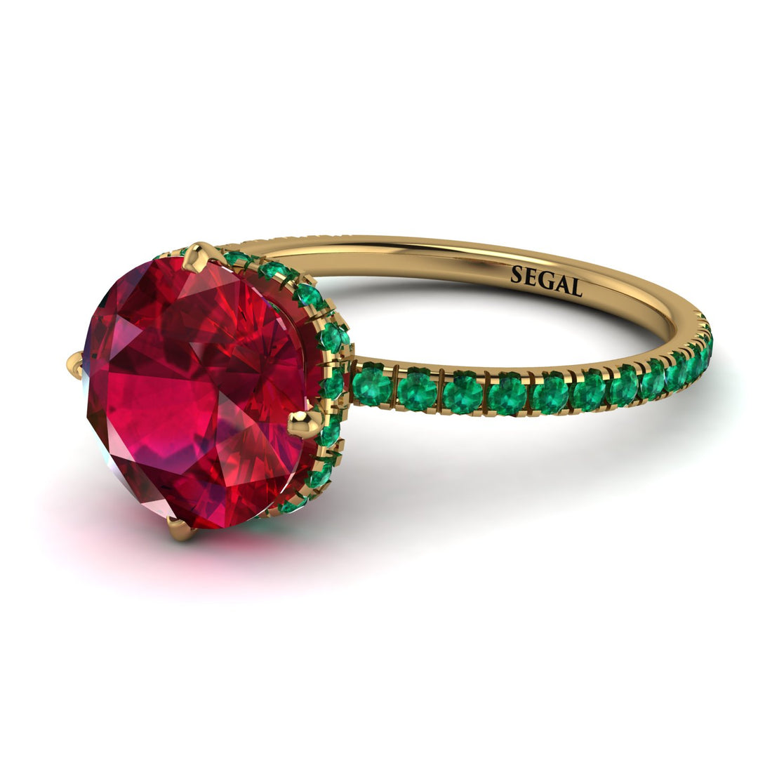 Double Hidden Halo Ruby Engagement Ring - Angelina No. 25
