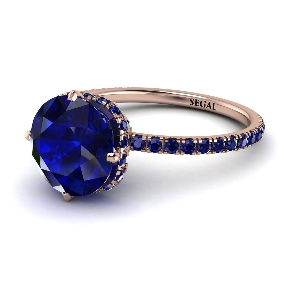Double Hidden Halo Sapphire Engagement Ring - Angelina No. 74