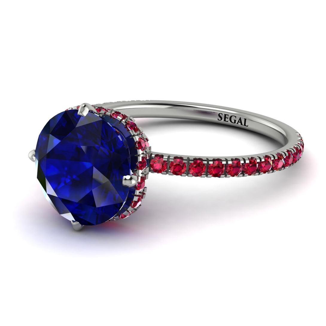 Double Hidden Halo Sapphire Engagement Ring - Angelina No. 60