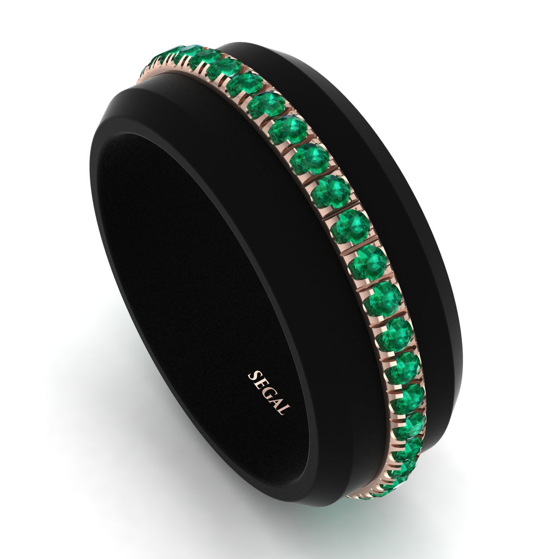 Elegant Men's Emerald Black Ring - Jayden No. 14