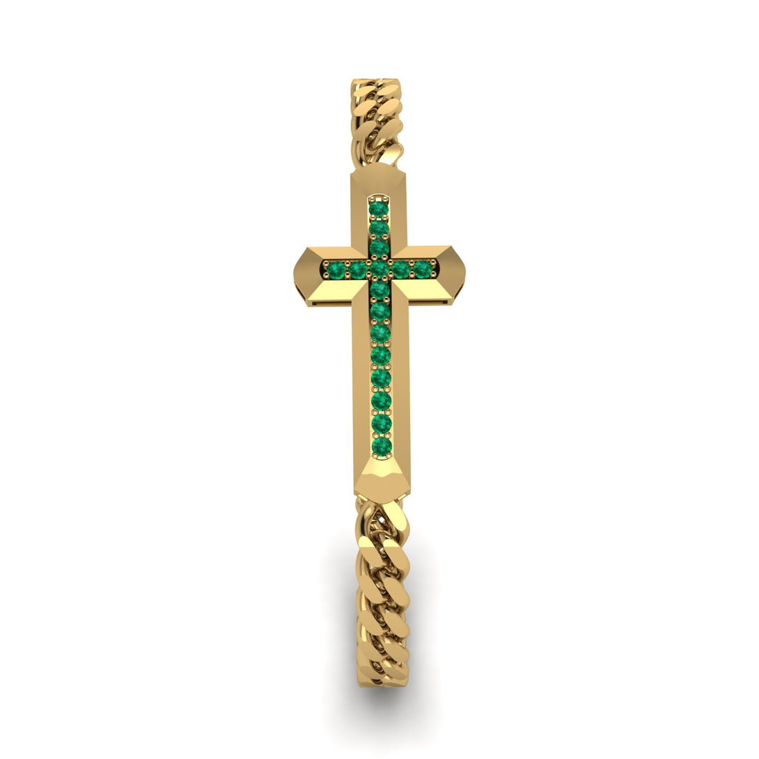 Emerald Cross Men Chain Bracelet - Nicholas No. 4