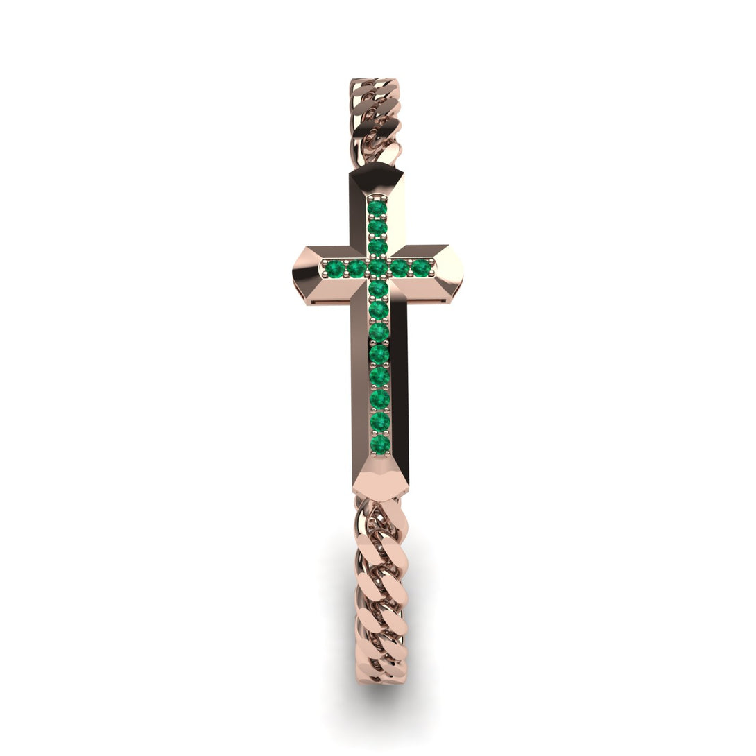 Emerald Cross Men Chain Bracelet - Nicholas No. 5