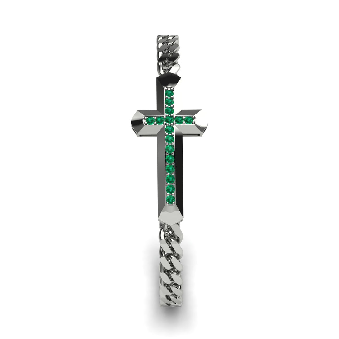 Emerald Cross Men Chain Bracelet - Nicholas No. 6