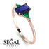 Emerald Cut Sapphire With Triangles Ring - Remi No. 29 image 2