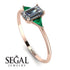 Emerald Cut Diamond With Triangles Ring - Remi No. 17 image 2