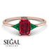 Emerald Cut Ruby With Triangles Ring - Remi No. 26 image 4
