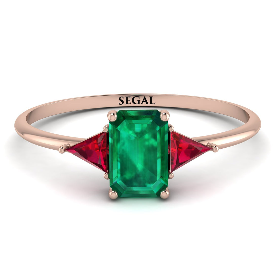 Emerald Cut Emerald With Triangles Ring - Remi No. 50