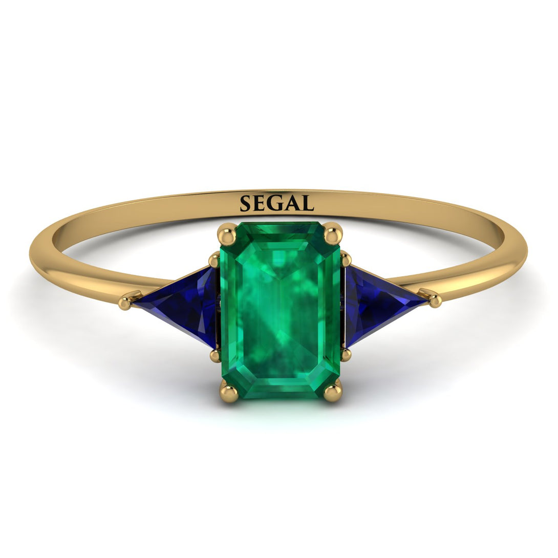 Emerald Cut Emerald With Triangles Ring - Remi No. 64