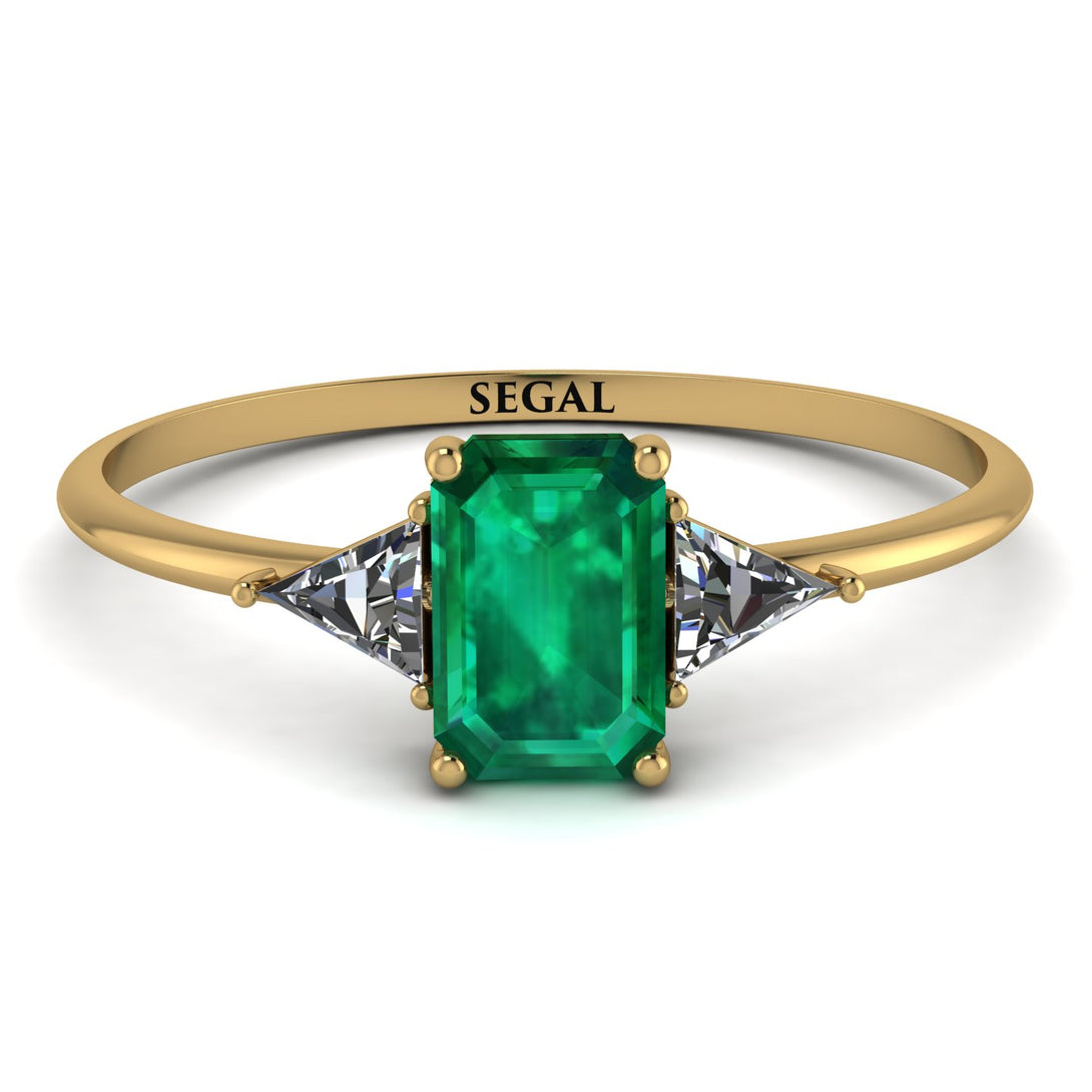 Emerald Cut Emerald With Triangles Ring - Remi No. 4