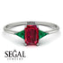 Emerald Cut Ruby With Triangles Ring - Remi No. 27 image 4