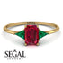 Emerald Cut Ruby With Triangles Ring - Remi No. 25 image 4