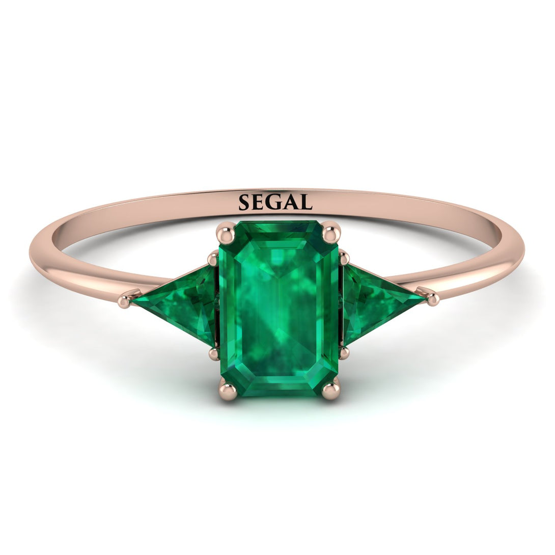 Emerald Cut Emerald With Triangles Ring - Remi No. 20
