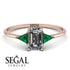 Emerald Cut Diamond With Triangles Ring - Remi No. 17 image 4