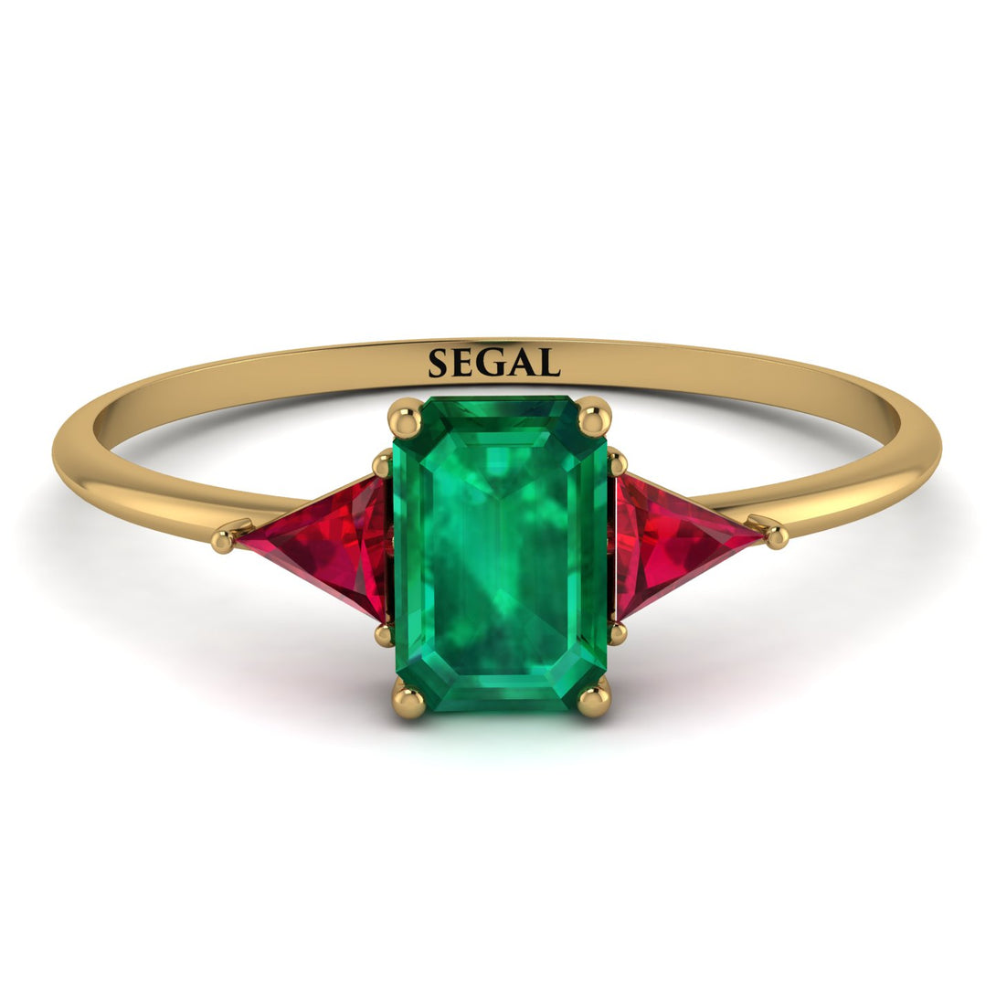 Emerald Cut Emerald With Triangles Ring - Remi No. 49