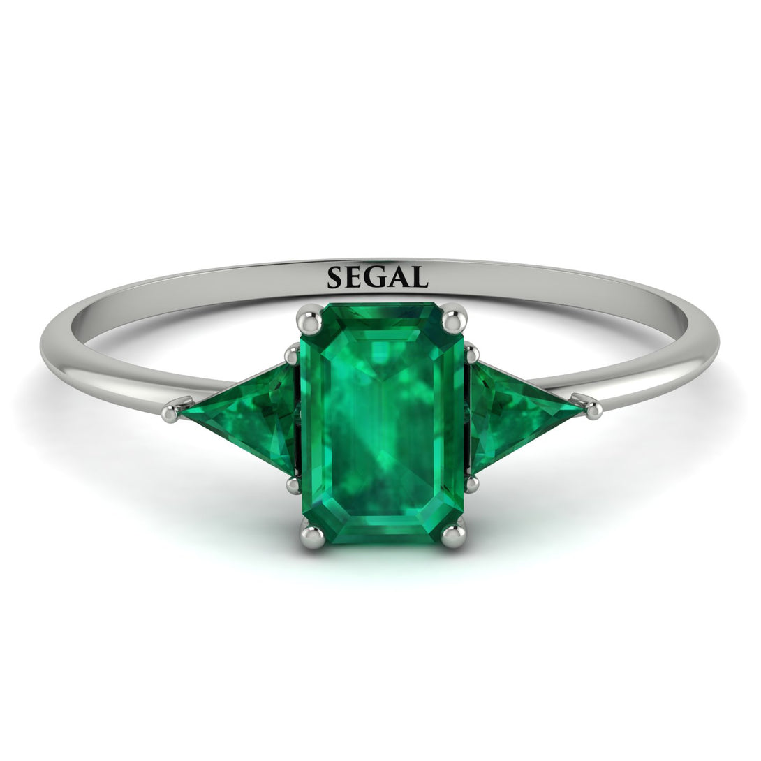 Emerald Cut Emerald With Triangles Ring - Remi No. 21