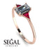 Emerald Cut Diamond With Triangles Ring - Remi No. 47 image 2