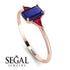 Emerald Cut Sapphire With Triangles Ring - Remi No. 59 image 2